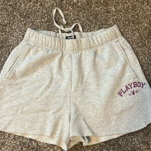 size small grey pacsun shorts w/ pink “playboy 1983”